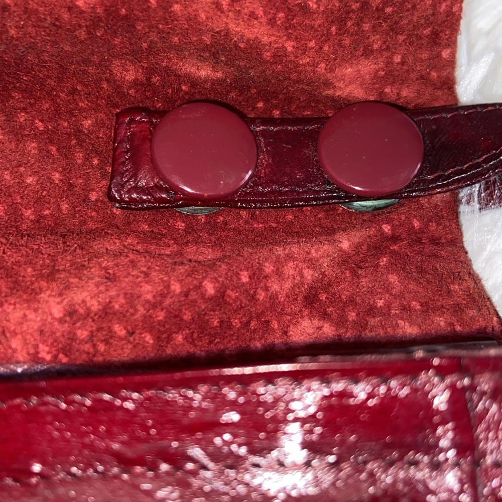 Vintage Bag genuine Eel skin shoulder & clutch bag Dark red magnetic closure - Picture 9 of 16